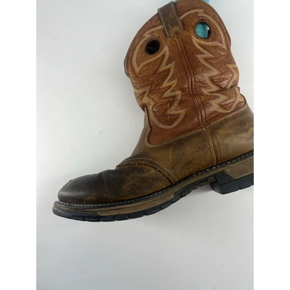 ROCKY Roper Cowboy Boots Mens Sz 12 M Brown Leather Western Rodeo Sddle Azt Ocre